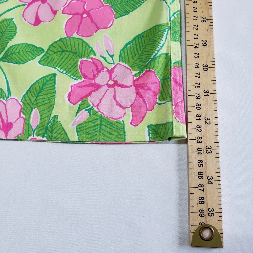 Vintage Lilly Pulitzer Size 8 Mandevilla Capri Pants Green Pink Floral Print